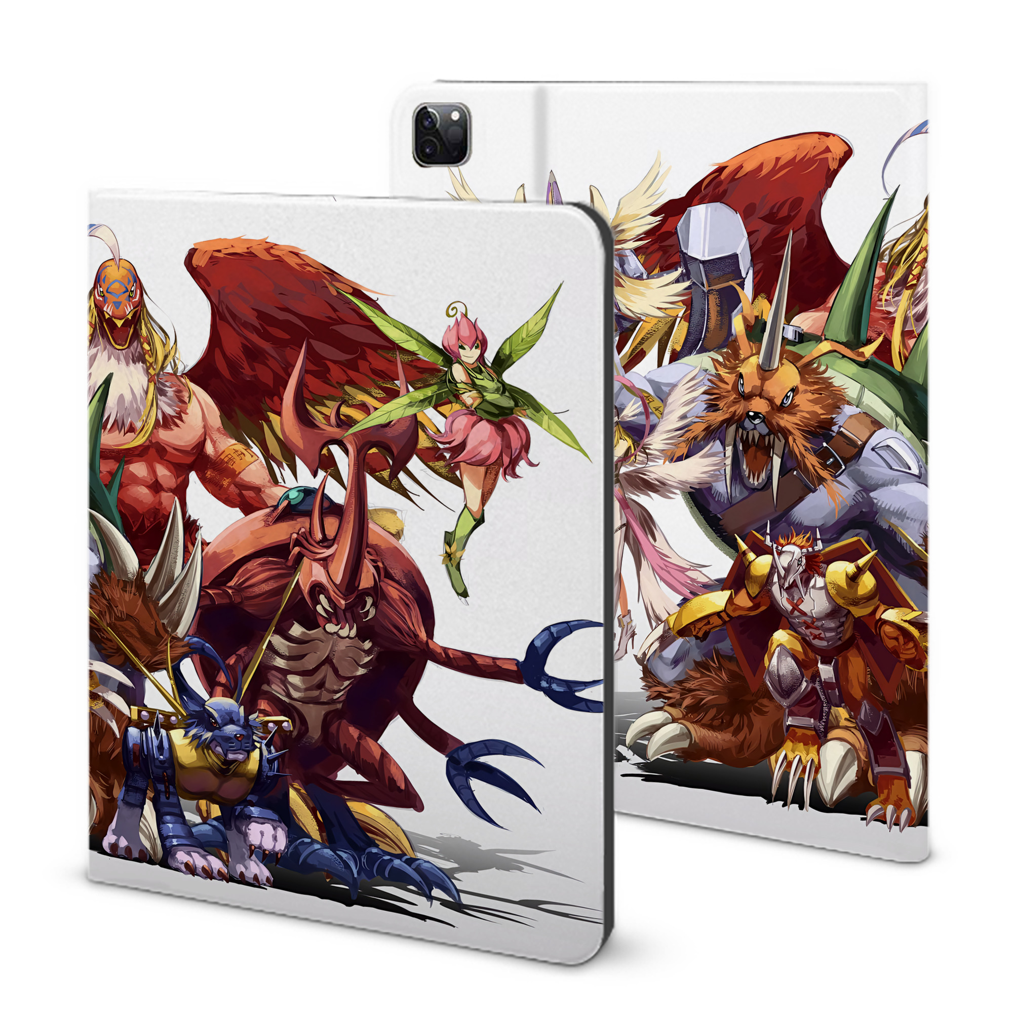 （画像用） Digimon デジタルモンスター/デジモン IPad ケース ブック型 PUレザー TPU 耐衝撃 軽量 薄型 ペン収納なし 全面保護 IPad 各モデル対応